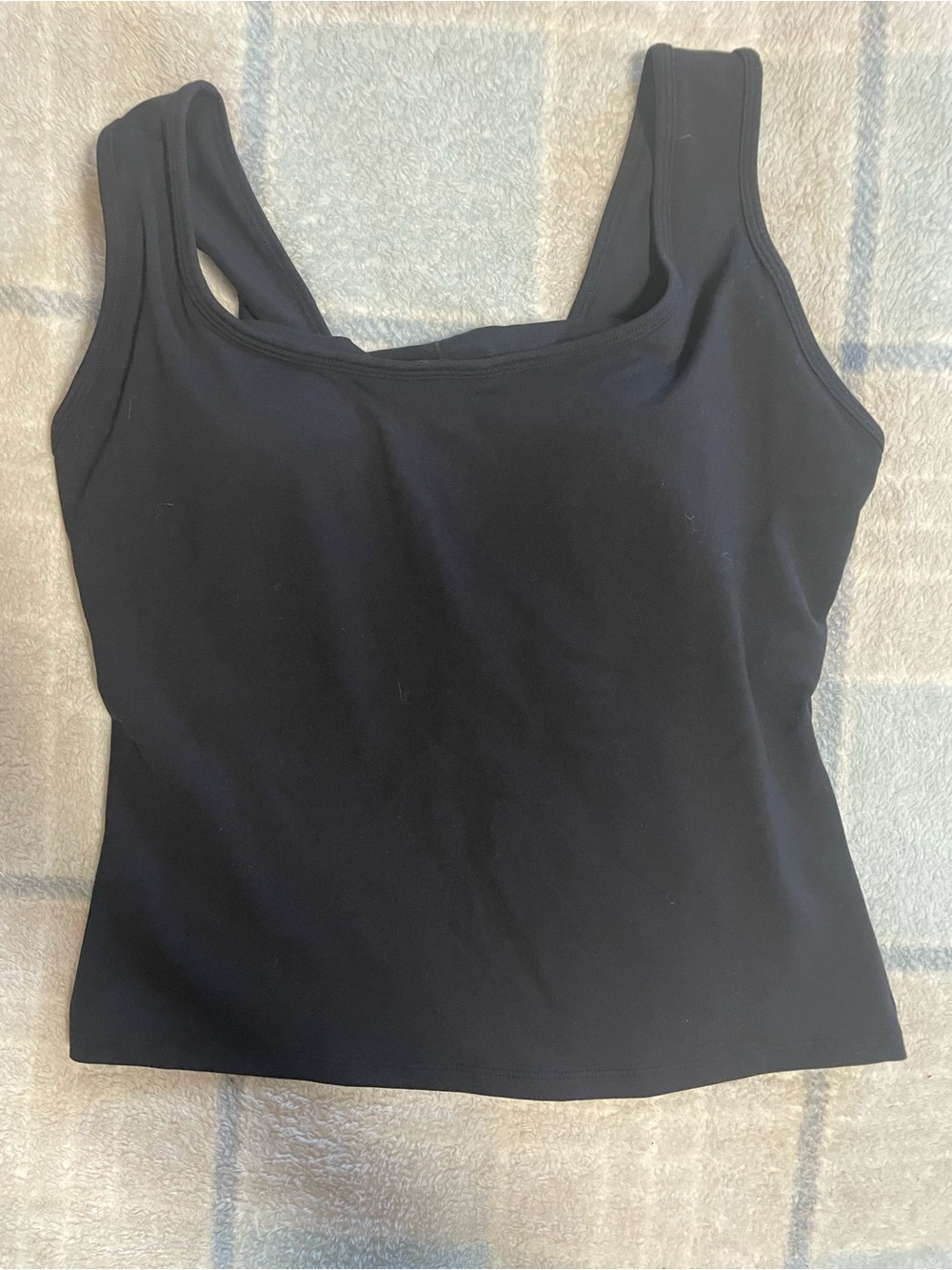 HALARA Black Square-Neck Tank with Wide Straps NWOT